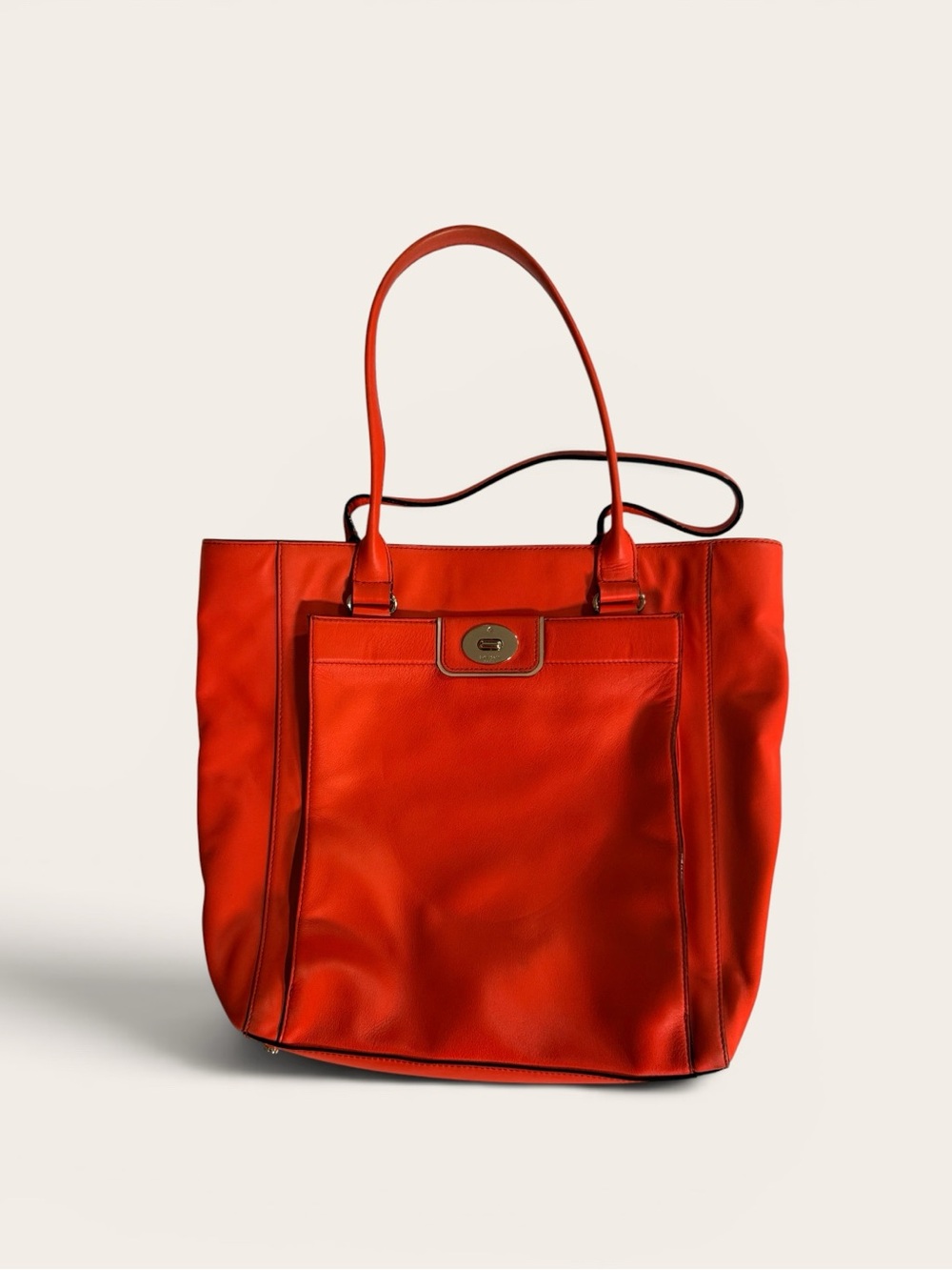 Kate Spade Large Nylon Tote Bag Orange Red Gold Work Travel Laptop Bag